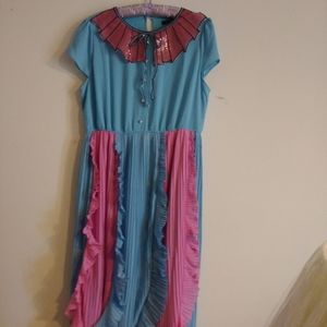 Woman's Ruffled Pleated Dress.